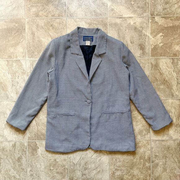 Vtg Womens Houndstooth Blazer 10 Office Corpcore Career Workwear Classic Preppy - Picture 2 of 9